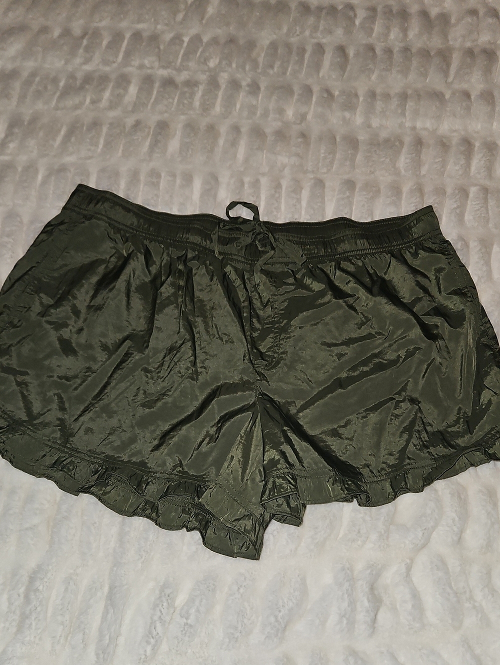 American Eagle Olive Green Women's Ruffled Lounge Shorts